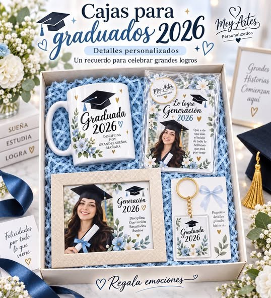 Caja de regalo para graduación azul