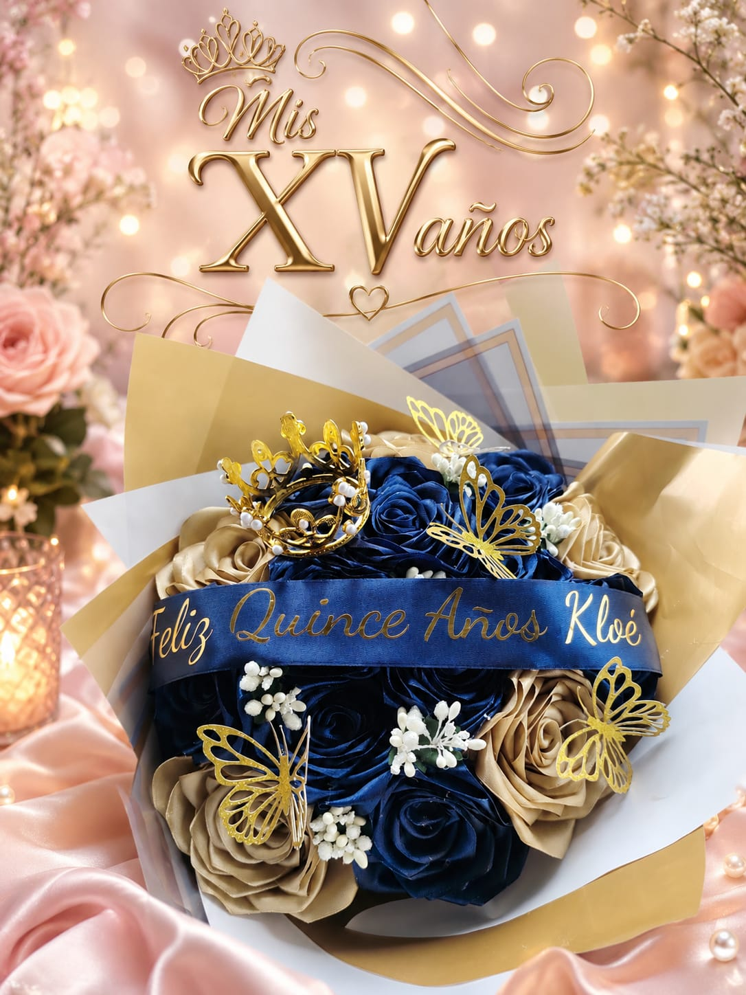 Ramo de rosas para quinceaños